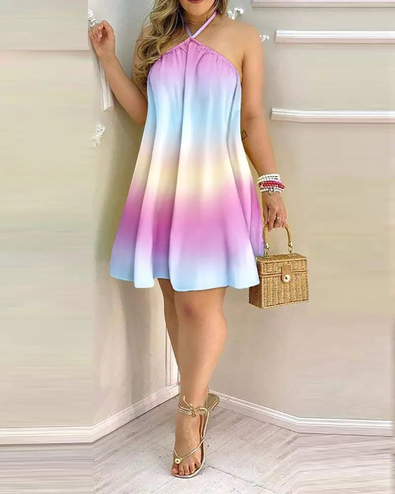 Off-shoulder hangende hals mouwloze jurk