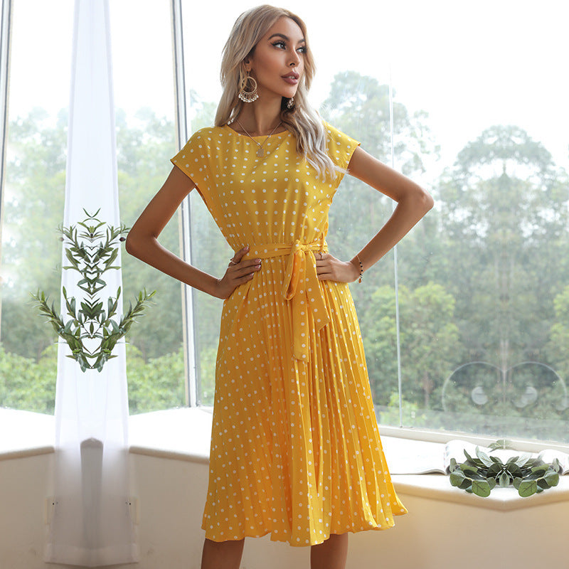 Dames Polka Dot Korte Mouw Jurk