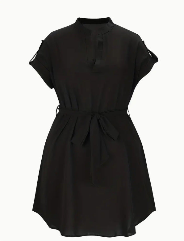 V-hals Zomerjurk met Ceintuur en Strik