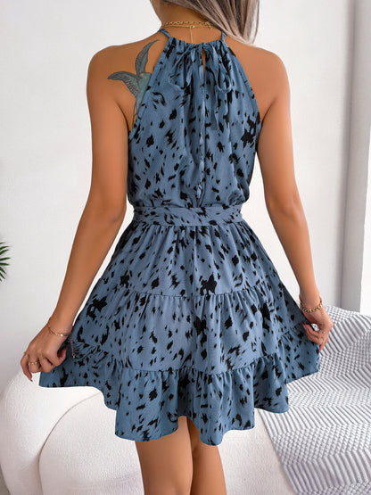 Casual print geplooide swingjurk zomerjurk