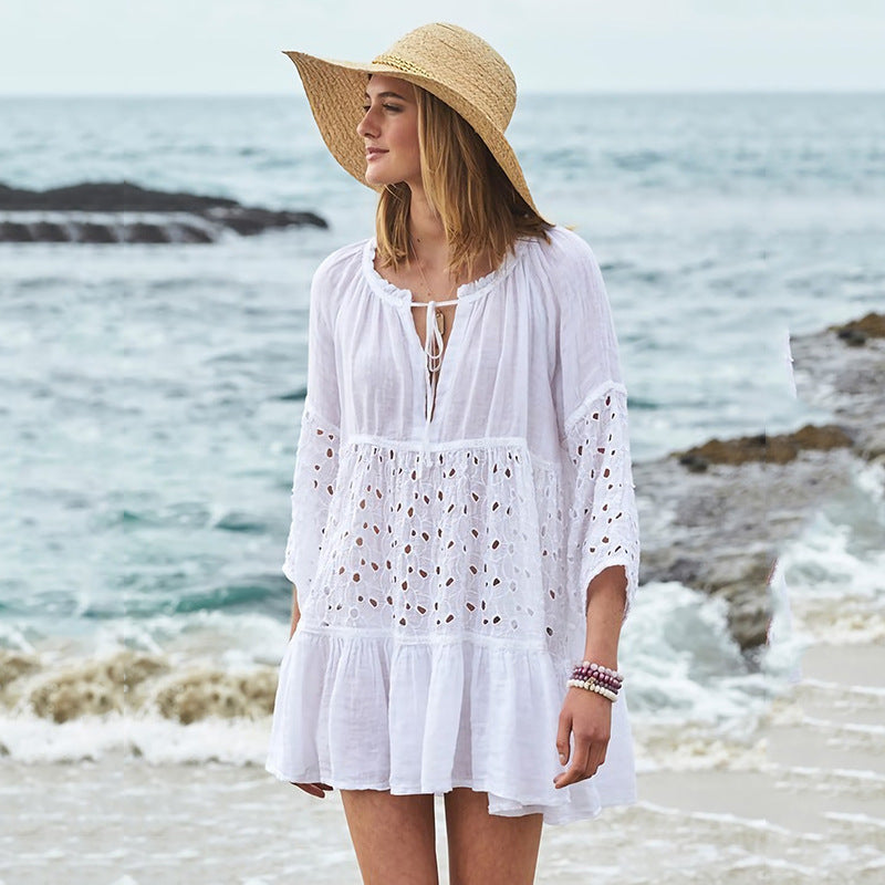 Zonbeschermende dames losse bikiniblouse