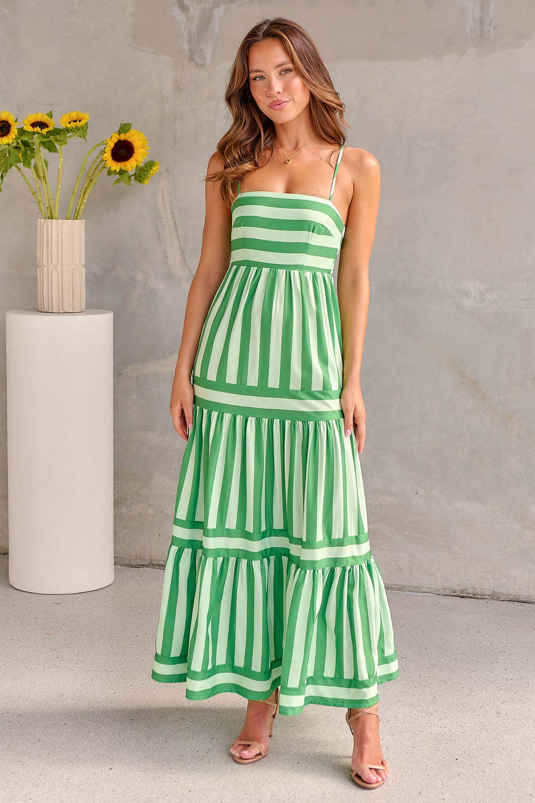 Gestreepte Zomerse Jurk met Zakken Dames