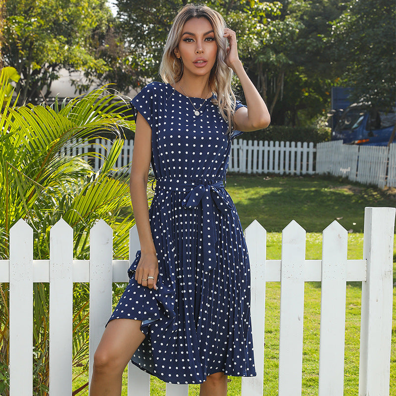 Dames Polka Dot Korte Mouw Jurk