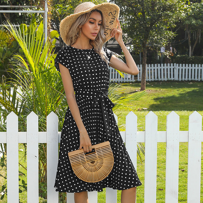 Dames Polka Dot Korte Mouw Jurk