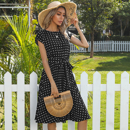 Dames Polka Dot Korte Mouw Jurk