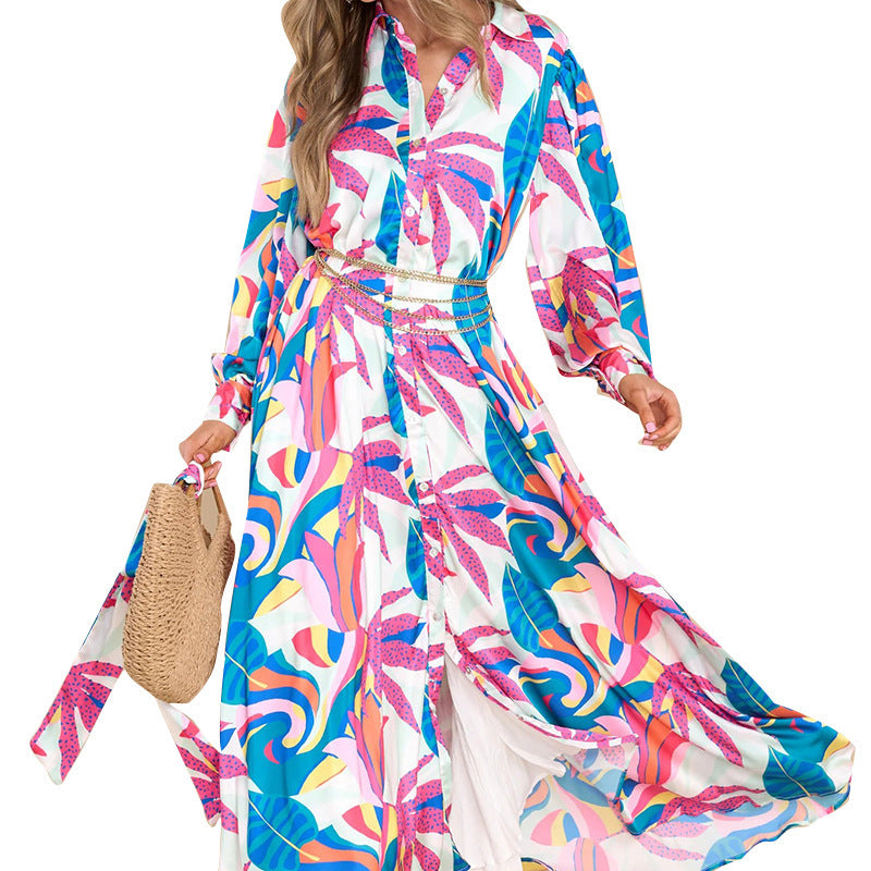 Oversized jurk met lange mouwen en polokraag
