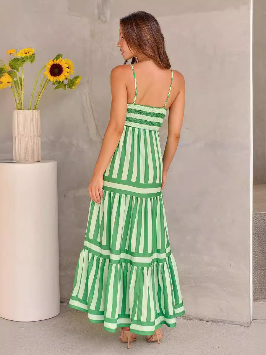 Gestreepte Zomerse Jurk met Zakken Dames