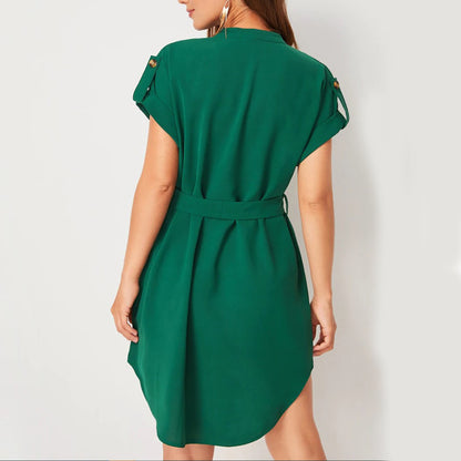 V-hals Zomerjurk met Ceintuur en Strik