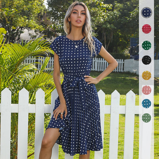 Dames Polka Dot Korte Mouw Jurk