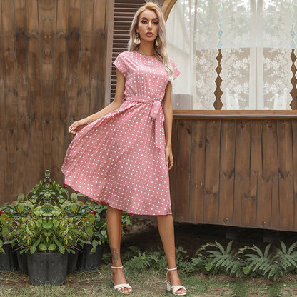 Dames Polka Dot Korte Mouw Jurk